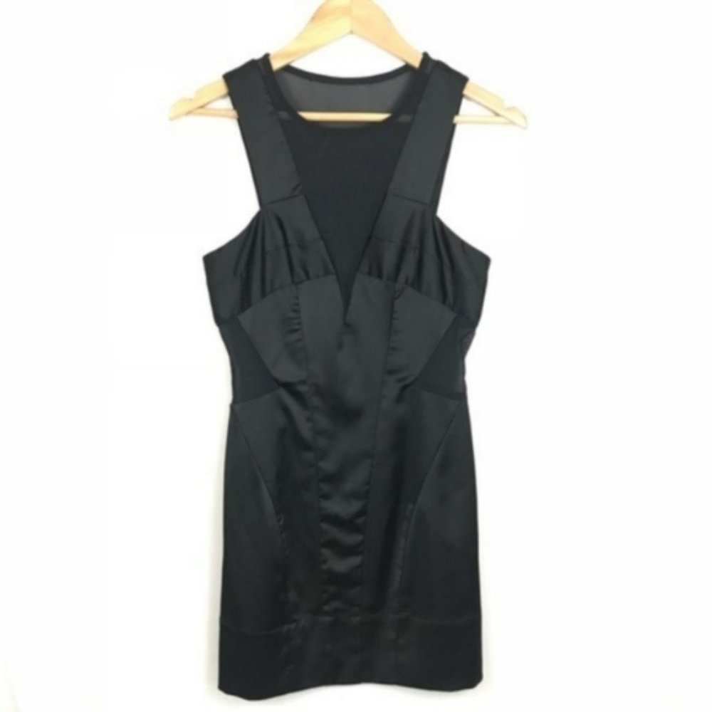 All Saints Emi Black Mesh Bodycon Mini Dress C59 - Picture 2 of 7